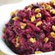 Beetroot salad with cheese and prunes